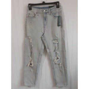 Wild Fable Size 0/25 Waist High Rise‎ Mom Jean Distressed Acid Wash NWT